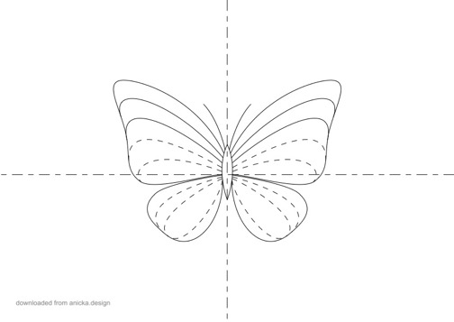 Butterfly template black and white, free download.