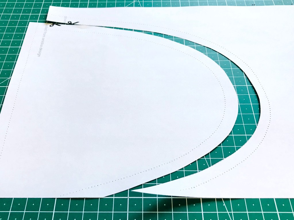 Used sewing practice sheet with curved lines.