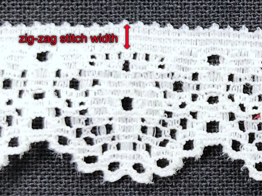 Adjusting zig-zag stitch width.