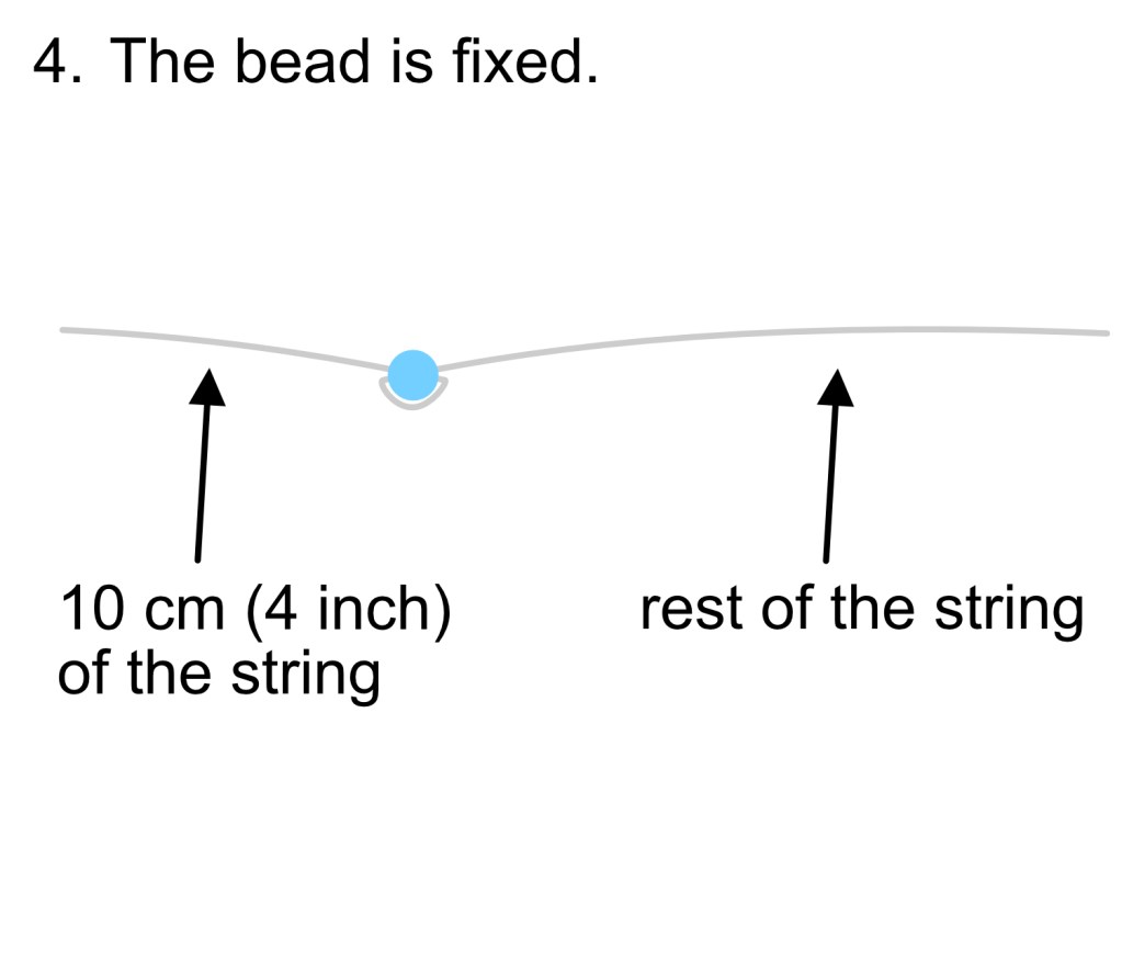 Scheme to fix a bead by looping a nylon string through it