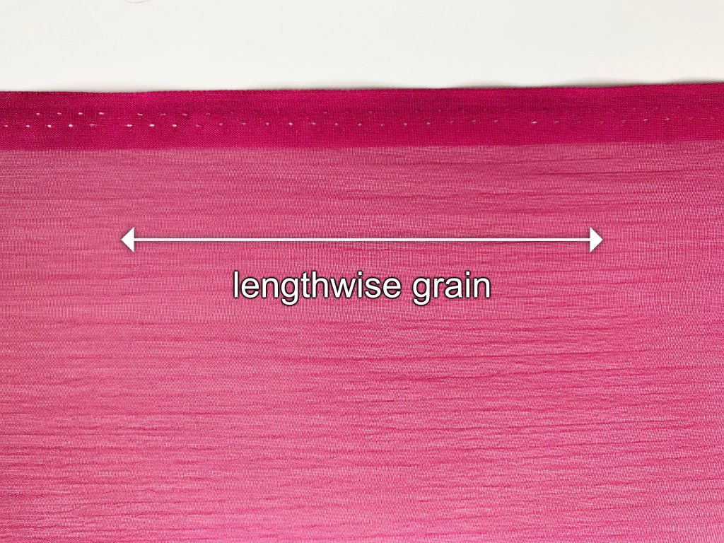 How to identify lengthwise grain using the selvedge line.