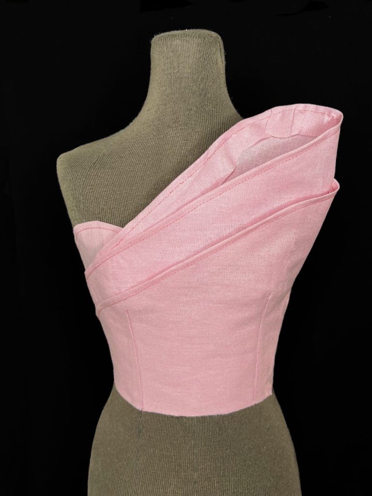 A fancy bodice made according to an image from the Fashion Patternmaking Techniques book.
