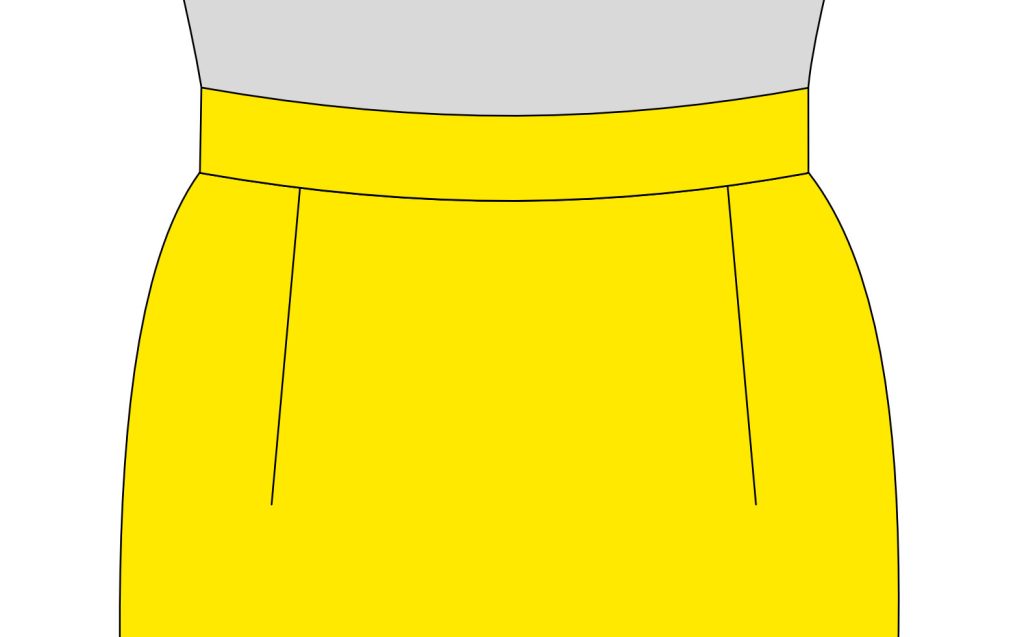 Illustration of a pencil skirt with a straight waistband.