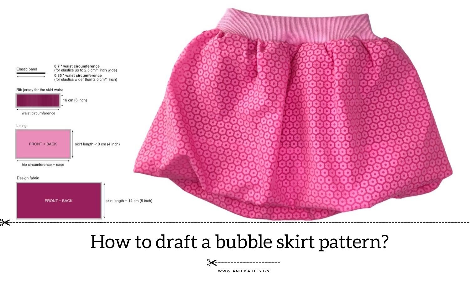 Pink bubble skirt and bubble skirt pattern.