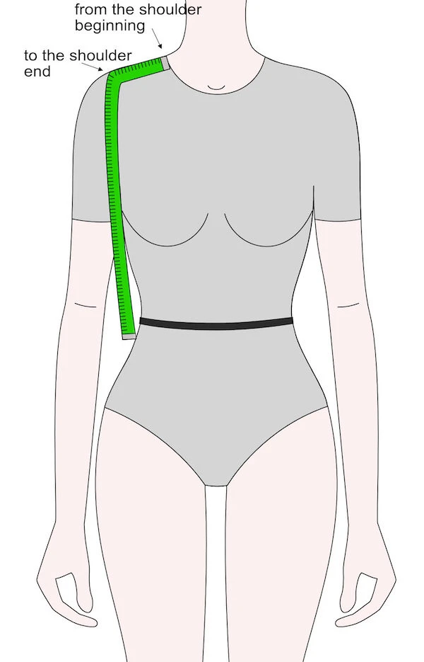 Measuring the length of the shoulder.