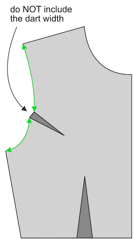 Basic bodice FRONT sewing pattern with armscye and waist darts.
