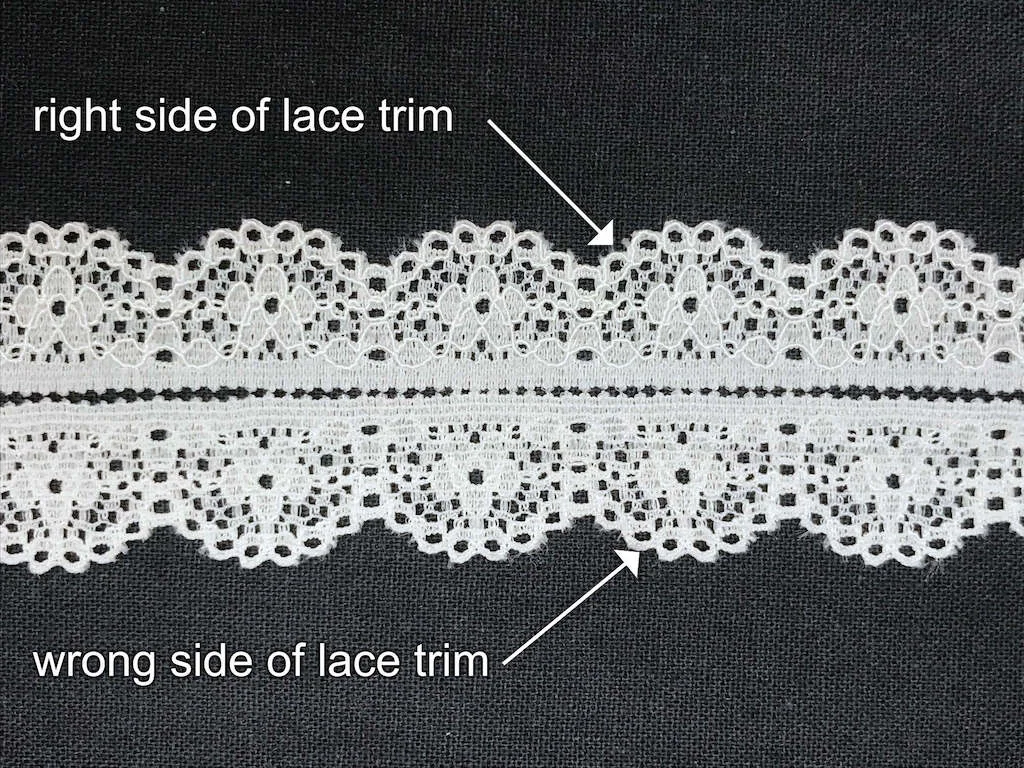 Difference between right and wrong side of lace trim.