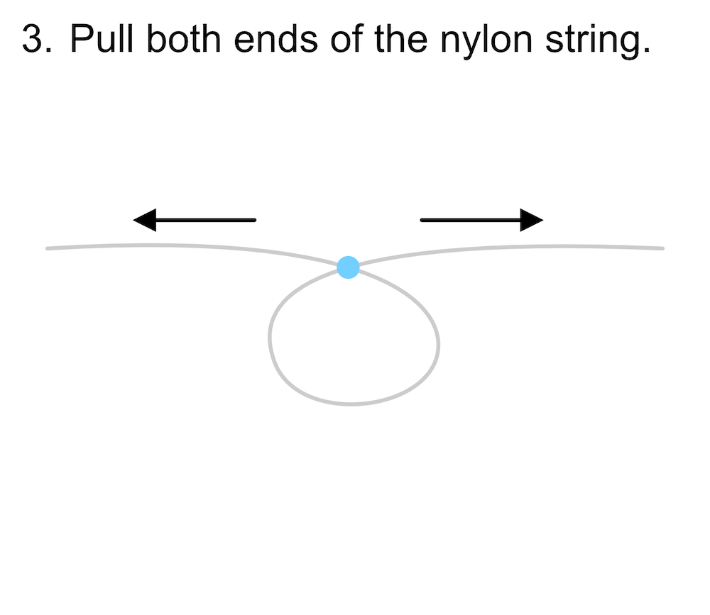 Scheme to fix a bead by looping a nylon string through it
