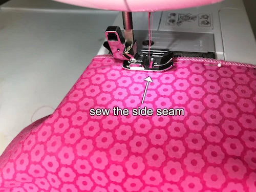 Sewing a balloon skirt side seam.