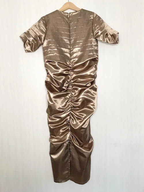 DIY Narcissa Malfoy beige satin dress.