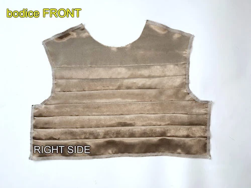 Pressed bodice front of the Narcissa Malfoy dress.