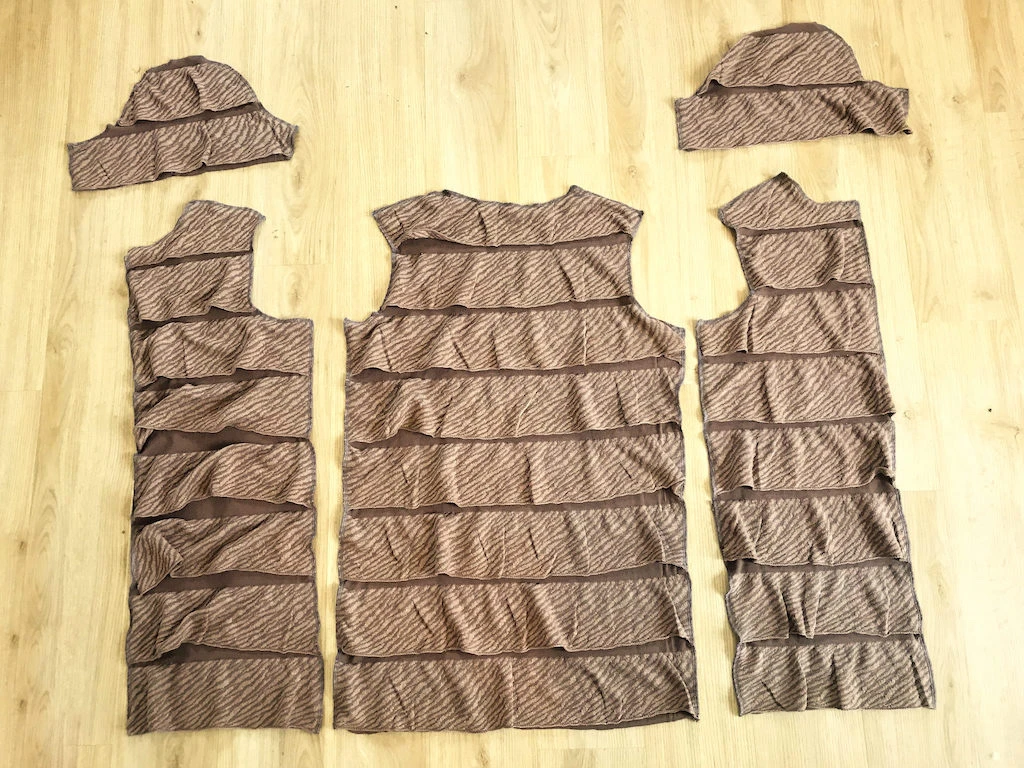 Prepared pattern pieces for professor Trelawney outfit.