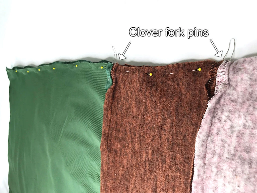 Back seams of Sybill Trelawney skirt pinned together.